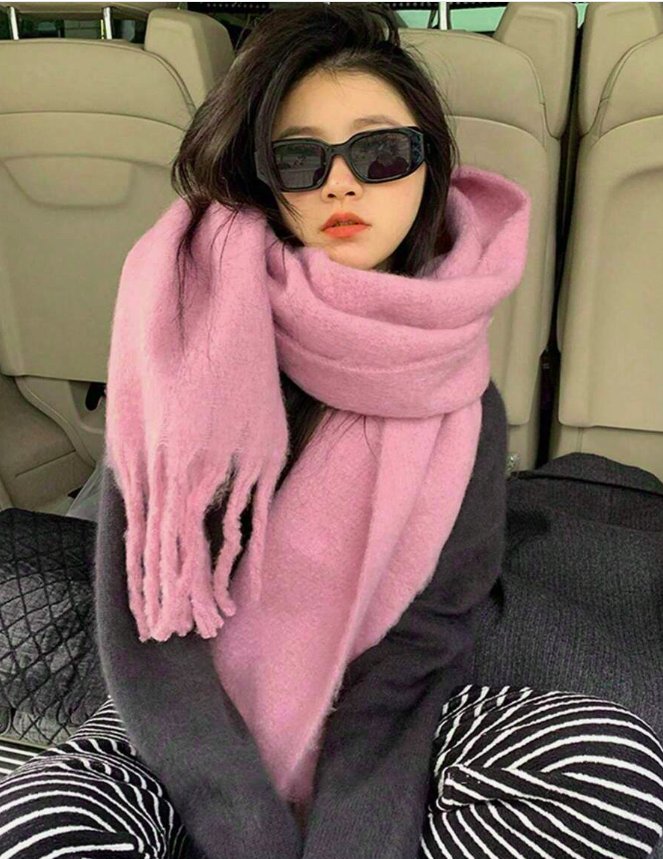 1pc Women Fluffy Fringe Shawl Scarf