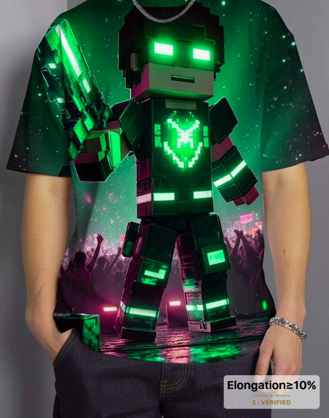 Tween Boy Casual Stylish Cool Classic Cartoon Pixel Block Future Warrior Graphic Print