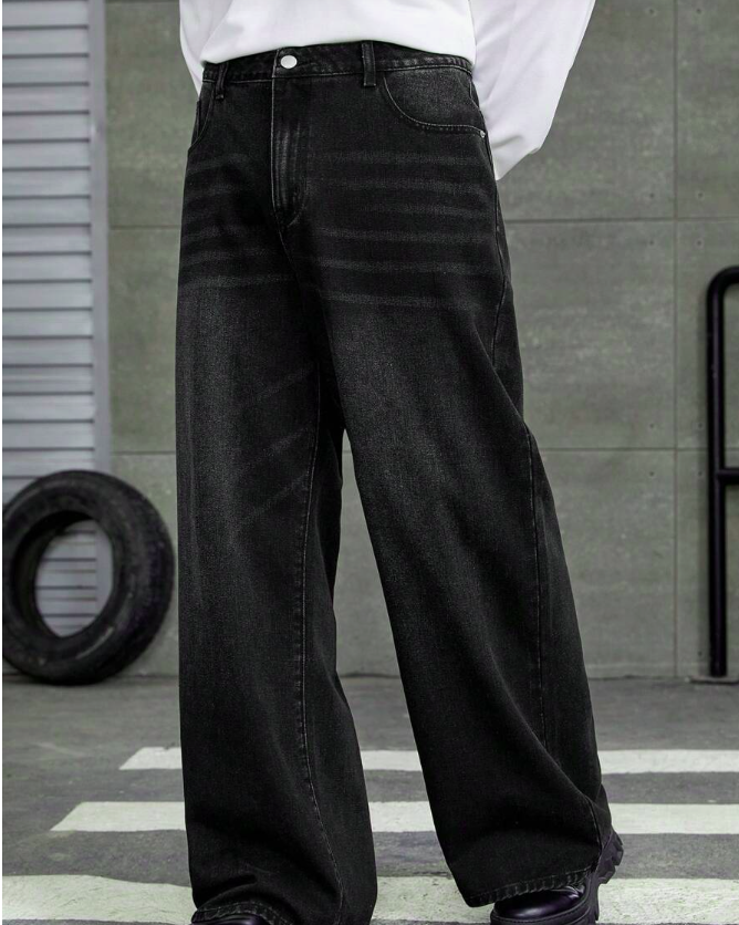 Claim Dot Relaxed Fit Men's Slant Pocket Wide Leg Jeans