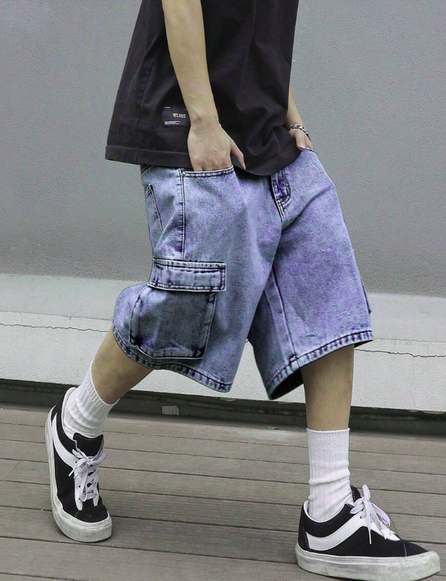 Manfinity EMRG Men's Straight Leg Casual Loose Fit Denim Shorts Jorts, Fashionable Streetwear