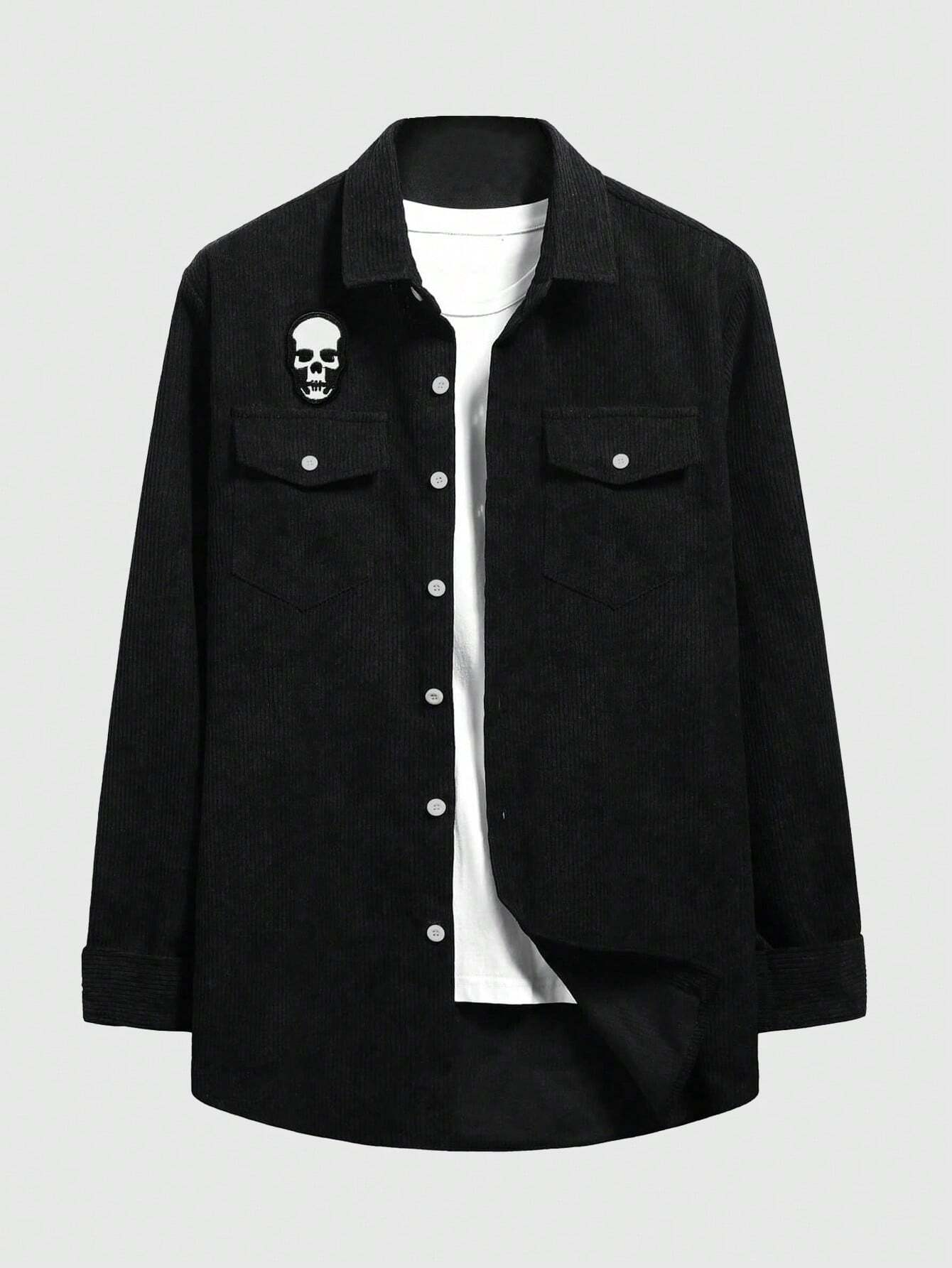 ROMWE MEN Goth Men Skull Graphic Shirt Without Tee, School, Fall