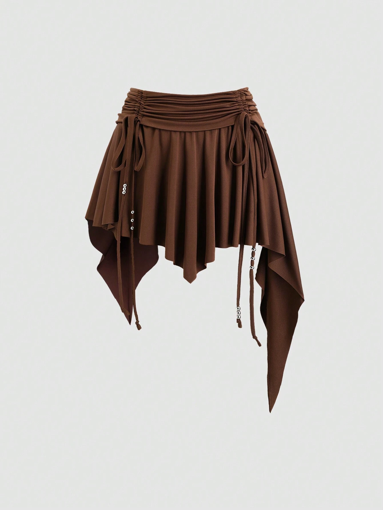 Sweetra Women's New Autumn Western Cowgirl Style Beach Casual Drawstring Waist Asymmetric Ruffle Hem Mini Skirt Y2K