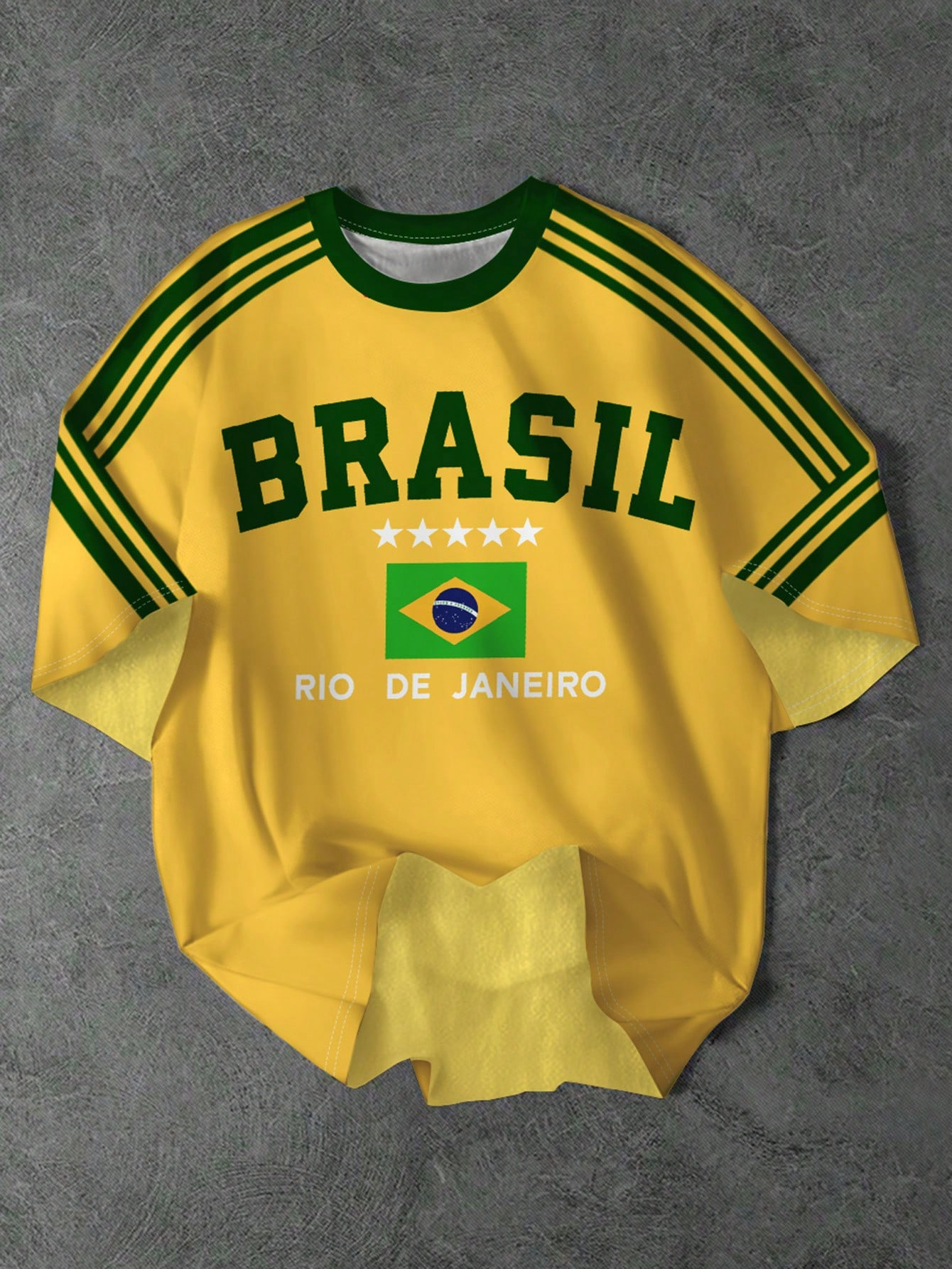 BRASIL, Boy Casual Minimalist Short Sleeve Crew Neck T-Shirt, Suitable For Summer